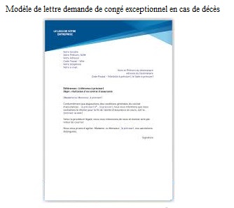 Modèle de lettre demande de congé exceptionnel en cas de décès